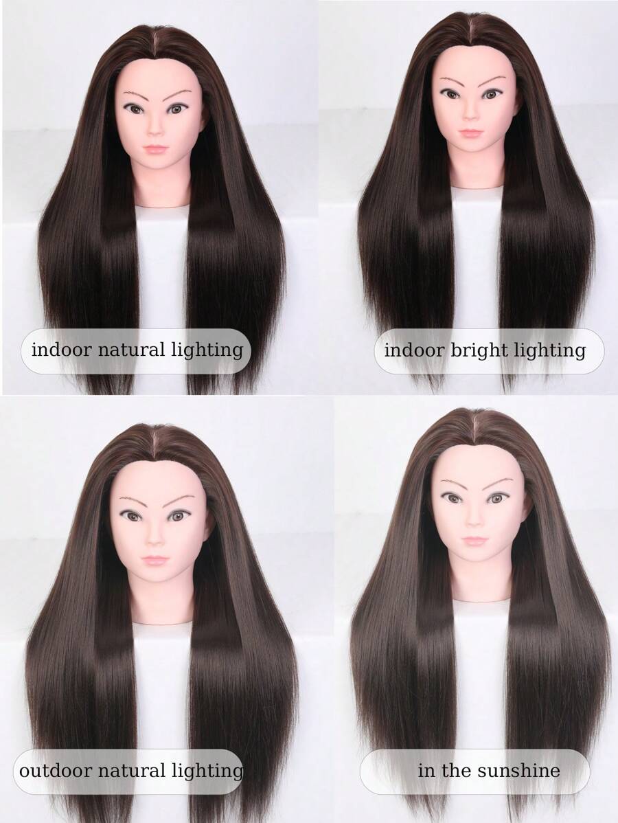 Brown Hair Mannequin Head With Hair 26 Inch Styling Head Cosmetology