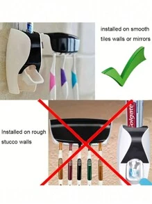 Dispensador De Dispositivo Automático De Exprimido De Pasta Dental Montado En La Pared Con 5 Ranuras - Conveniente Y Higiénico Porta Cepillos De Dientes Para El Baño, Organizadores Y Almacenamiento Del Baño - Negro - Ver 6