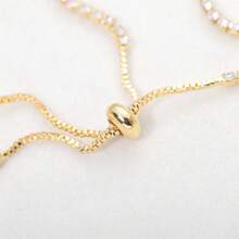 Sparkly Tennis Bracelet - Adjustable Inlaid Cubic Zirconia Hand Jewelry For Women & Girls - Gold - View 4