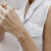 Sparkly Tennis Bracelet - Adjustable Inlaid Cubic Zirconia Hand Jewelry For Women & Girls - Gold - View 7