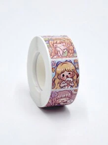 1 Roll Of Comic Girl Stickers, Children's Stickers, Cartoon Animation, Hand-Painted Children's Toys, Round Seal Stickers, Cartoon Stickers, Cute Baby Reward Stickers, Waterproof Student Notebook Stickers, Gift Packaging Decoration Stickers Back To School