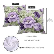 1入組雙面印花復古紫色花紋桃皮枕套 - 彩色 - 查看 3