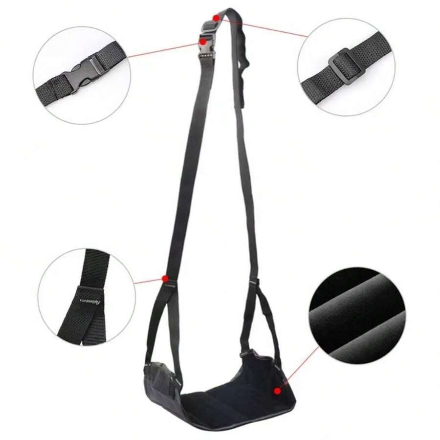 1 件黑色戶外吊床,現代簡約懸掛腳凳,適合長途旅行、辦公室午睡、汽車騎行、火車和飛機睡覺腳吊床 - 黑色 - 查看 1