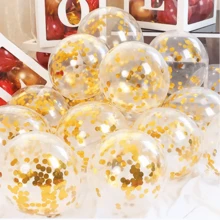 10pcs Gold Sequin Balloons, Suitable For Decorating Parties, Birthdays, Weddings, Bedrooms, Outdoor And Various Places - Gold - View 1