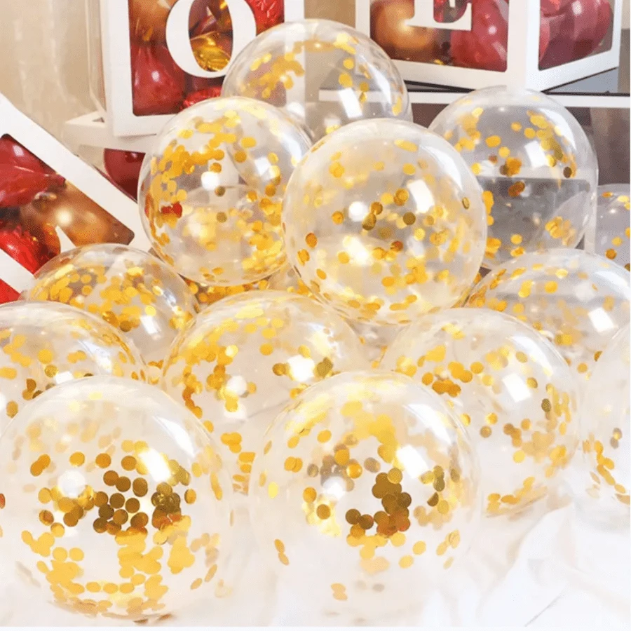 10pcs Gold Sequin Balloons, Suitable For Decorating Parties, Birthdays, Weddings, Bedrooms, Outdoor And Various Places - Gold - View 1