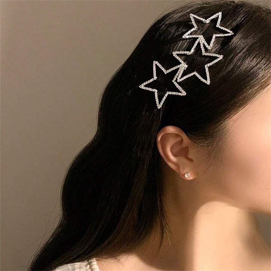 1/2 chiếc Băng đô hình ngôi sao năm cánh khoét rỗng đính đá toàn bộ cho nữ, đơn giản và tinh tế, phụ kiện tóc ngọt ngào và cá tính, băng đô mỏng dễ phối đồ, có kẹp, phù hợp cho phái nữ, phong cách Y2K, băng đô cài tóc, băng đô vòng, phụ kiện đội đầu, phụ kiện làm đẹp tại nhà, phụ kiện tóc - Nhiều màu - Xem 1