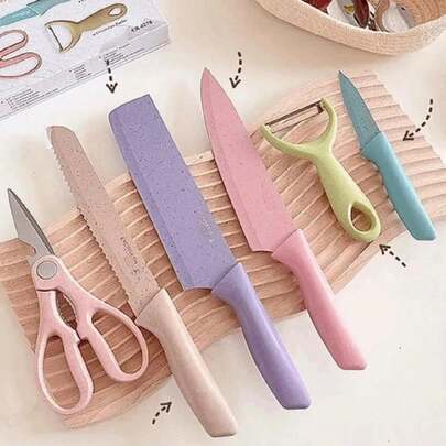 Juego de 6 cuchillos de cocina de acero inoxidable, Juego de 6 cuchillos de cocina de acero inoxidable, Cuchillos económicos, Oferta del