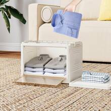 衣櫃整理收納3入組可堆疊儲物箱,具有3個蓋子,適用於衣物/玩具/辦公用品/零食收納,可摺疊收納箱 - 白色 - 查看 9