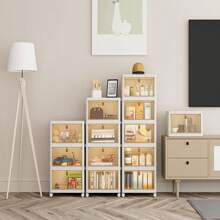 衣櫃整理收納3入組可堆疊儲物箱,具有3個蓋子,適用於衣物/玩具/辦公用品/零食收納,可摺疊收納箱 - 白色 - 查看 6