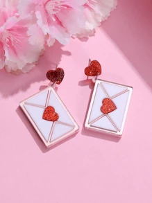 2入組女士情人節牛形耳環珠寶,適用於日常佩戴和送禮 - 彩色 - 查看 2