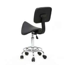FCH Saddle Shape Adjustable Salon Stool With Back Black - Black - View 2