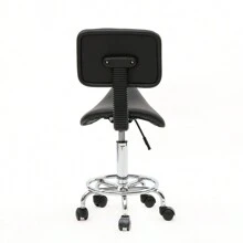 FCH Saddle Shape Adjustable Salon Stool With Back Black - Black - View 1