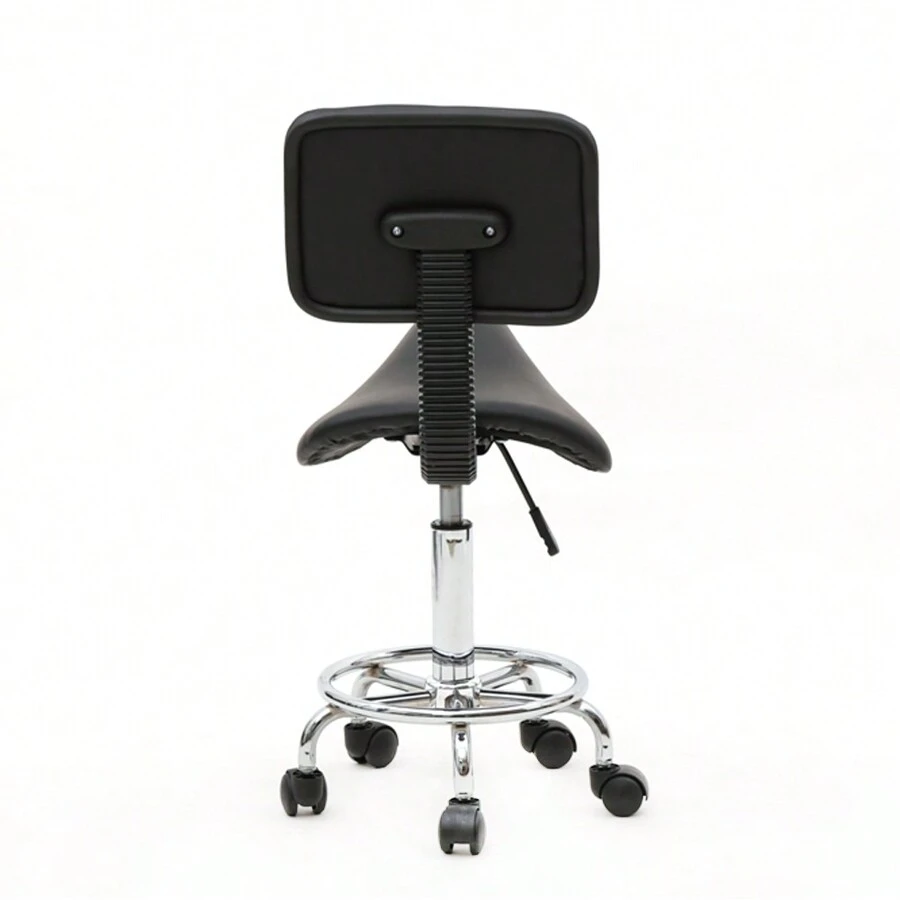 FCH Saddle Shape Adjustable Salon Stool With Back Black - Black - View 1