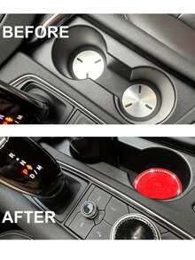 2 件裝紅色圓形汽車杯墊帶防滑花朵圖案防塵內飾現代汽車 - 紅色 - 查看 3