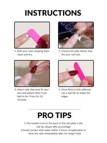 10入中長形棺材形狀漸層綠色假指甲附一次性摩擦條1pc,果凍凝膠1pc,2024冬季婦女和女孩用假指甲片 - 綠色 - 查看 6