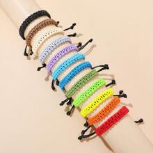 12入組台灣製蠟線手工編織多彩套裝友誼手鍊 - 彩色 - 查看 2