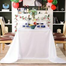 1入組白色涤纶桌布,防皺、可水洗、有光澤,適用於婚禮裝飾、派對用品、桌面裝飾、家居裝飾、餐廳裝飾 - 白色 - 查看 11