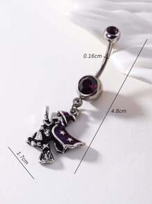 1件14g不鏽鋼肚臍戒指,肚臍穿刺身體珠寶 - 彩色 - 查看 4