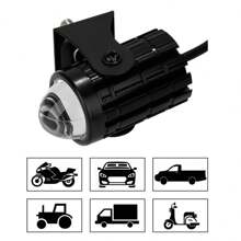 12-80v摩托車迷你雙色防水頭燈,超亮近黃遠白,適用於近光和遠光 - 黑色 - 查看 6