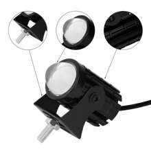 12-80v摩托車迷你雙色防水頭燈,超亮近黃遠白,適用於近光和遠光 - 黑色 - 查看 5