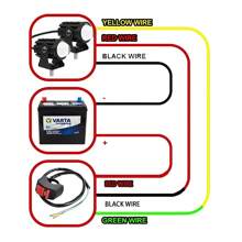 12-80v摩托車迷你雙色防水頭燈,超亮近黃遠白,適用於近光和遠光 - 黑色 - 查看 2
