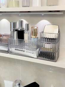 6入組劃分組織化妝品收納箱,樣品組織箱,眉筆粉底盒,卸妝收納盒,化妝刷唇膏眼霜透明盒,展示盒 - 冰川紋透明 - 查看 6