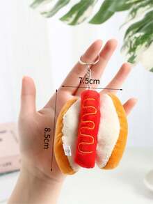 1pc Cute Cartoon French Fries, Hamburger, Hotdog Plush Keychain Doll Pendant For Backpack, Bookbag Decoration - Orange - View 2