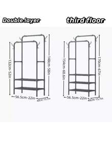 1pc Floor-Standing Coat Rack, Multifunctional Drying Rack With Storage Shelf For Bedroom, Hat Rack - Black - View 2