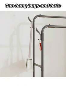 1pc Floor-Standing Coat Rack, Multifunctional Drying Rack With Storage Shelf For Bedroom, Hat Rack - Black - View 6