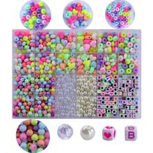 1080pcs Acrylic Cute Beads, Including Wheel, Pumpkin, Heart Shaped And Straight Hole Beads For Girls' Jewelry Making, New Year Gifts - 24-01 - View 5