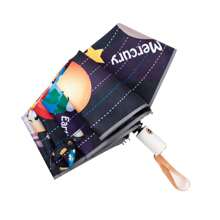 1把三折自动伞，防晒卡通图案，黑色胶涂层折叠遮阳伞，成人女性适用 - 太陽行星 - 查看 7