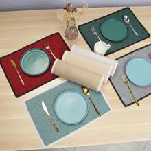 1個美式復古亞麻編織墊蕩,純色亞麻隔熱桌墊,杯和碗的鏤空圍邊杯墊,ins風格 - 酒紅色 - 查看 6