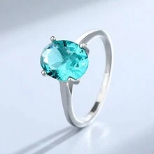 1枚S925纯银戒指，许愿款，欧美风格，个性化女士绿色立方氧化锆戒指 - 軍綠色 - 查看 1