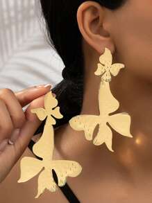 1pair Fashionable Butterfly Shape Exaggerated Dangle Earrings For Women'S Daily Wear - Yellow Gold - View 1
