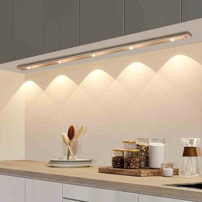 1pc 20/30/40/50cm LED Cabinet Light With Motion Sensor, Ultra-Thin Smart Motion Sensor LED Light, Suitable For Kitchen Countertop, Bedroom, Wardrobe