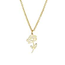 1pc Stainless Steel Birth Month Flower Necklace For Women, Snowdrop Daisy Rose Pendant Neck Chains,Fashionable Jewelry Gifts Valentines