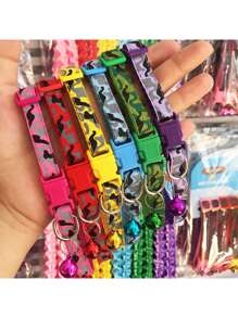 1組/6入尼龍材質寵物狗項圈,針對小型犬泰迪寵物帶鈴項圈可愛的小貓,迷彩頸圈適用於戶外活動調節 - 彩色 - 查看 6