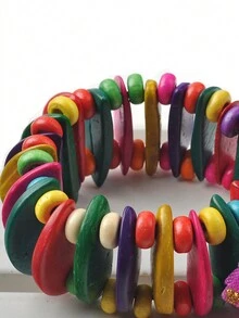 1條時尚椰殼珠串手鍊,波西米亞風格,適用於女性去沙灘或旅行 - 彩色 - 查看 5