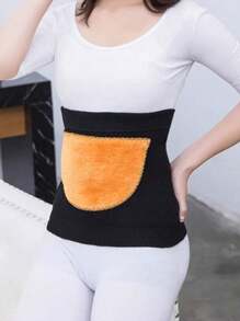 Year-Round Gold Velvet Waist Warmer With Thickening&Addition Of Fleece For Sleeping, Anti-Cold, Warming The Palace, Protecting Stomach And Belly - Black - View 2