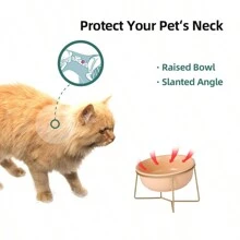傾斜陶瓷寵物碗,斜口,貓狗用,保護頸椎,帶升高支架 - 藍色 - 查看 5