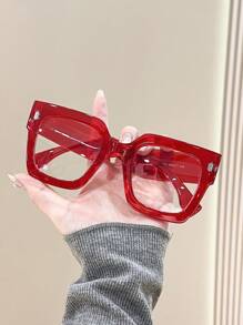 1pc Plastic Frame Big Square Transparent Fashion Clear Lens Glasses, Classic Design, Suitable For Both Men And Women, Modern Minimalist Style For Daily Life, Office, Reading, TV, And Mobile Phone