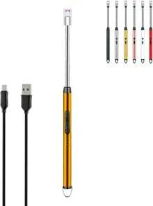 Encendedor Eléctrico Mechero Recargable USB Manguera Metalica de Rotación 360Grados - Negro - Ver 5