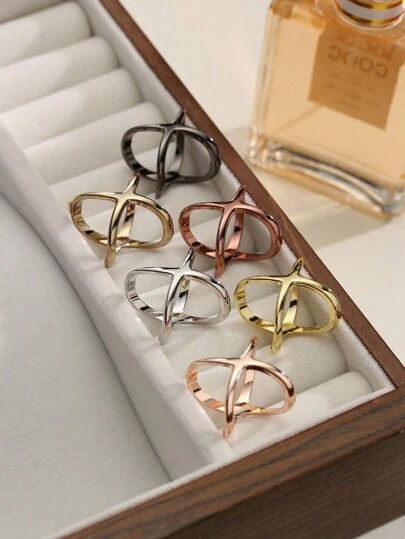 6 件/套波西米亚风时尚十字环扣简约纯色丝绸时尚金属女士围巾扣休闲百搭头巾披肩固定扣配饰女式胸针