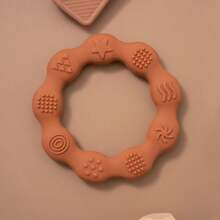 嬰兒矽膠咬咬棒,新生兒觸覺訓練和出牙玩具,萬聖節感恩節和聖誕節禮物 - 亮橙色 - 查看 2