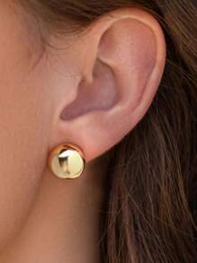 1 對迷人 S925 純銀半圓形耳環女士女士珠寶週年紀念禮物耳環耳環精美珠寶 - 金黃色 - 查看 1