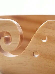 1pc Wooden Bowl With Lid For Yarn Storage, Knitting & Crochet Accessories Organizer Bowl - Yellow - View 10