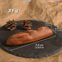 1pc Pu Material Realistic European Style Bread Model, Black And Buckwheat Bread Model, Faux Whole Wheat Chocolate Big Bread, Baking Shop Decor Prop, Photography Scene Prop, Highly Realistic Food Model - Small Baguette - View 2