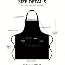 1件時尚帆布廚房圍裙,適用於女性男性主廚燒烤餐廳酒吧商店咖啡廳美甲工作室制服 - 咖色 - 查看 2