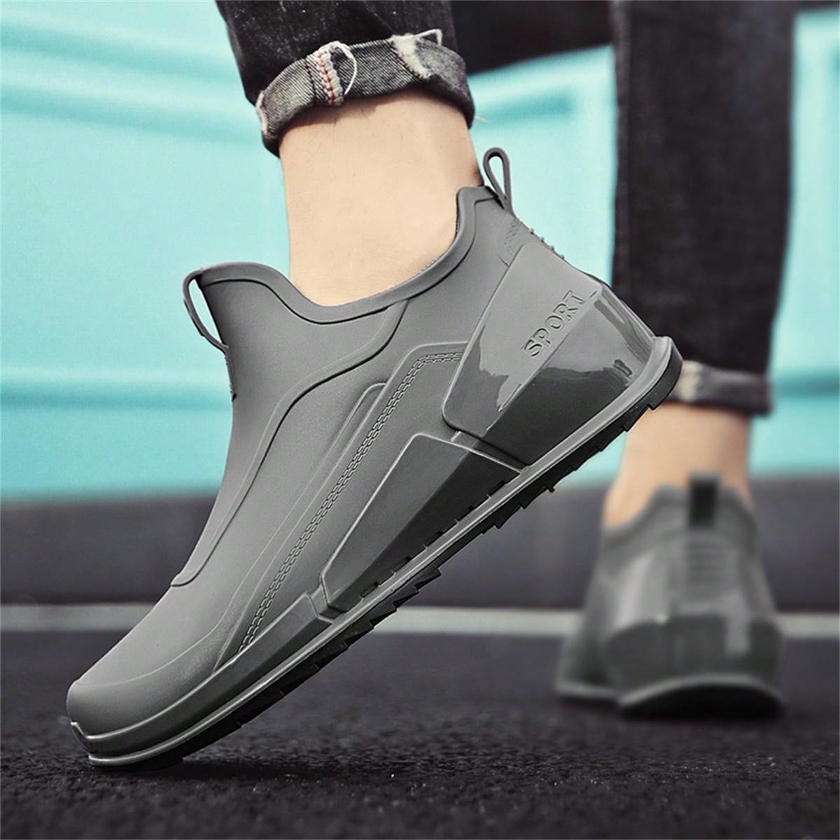 Men'S Waterproof NonSlip Sports Rain Boots ShortTube Waterproof Shoes