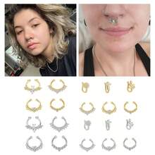 3-6入組16g流行cz假穿刺鼻環,適用於男女性,萬聖節蝙蝠假鼻環,c型鼻套鼻墊假穿刺珠寶,適用於宴會日常佩戴 - 銀色 - 查看 1